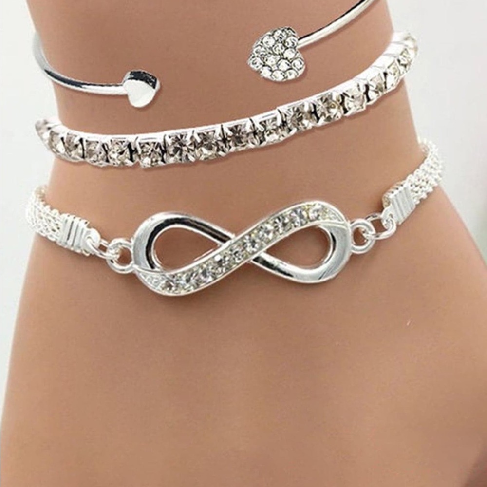 Rhinestone Infinite 3 Tier Bracelet